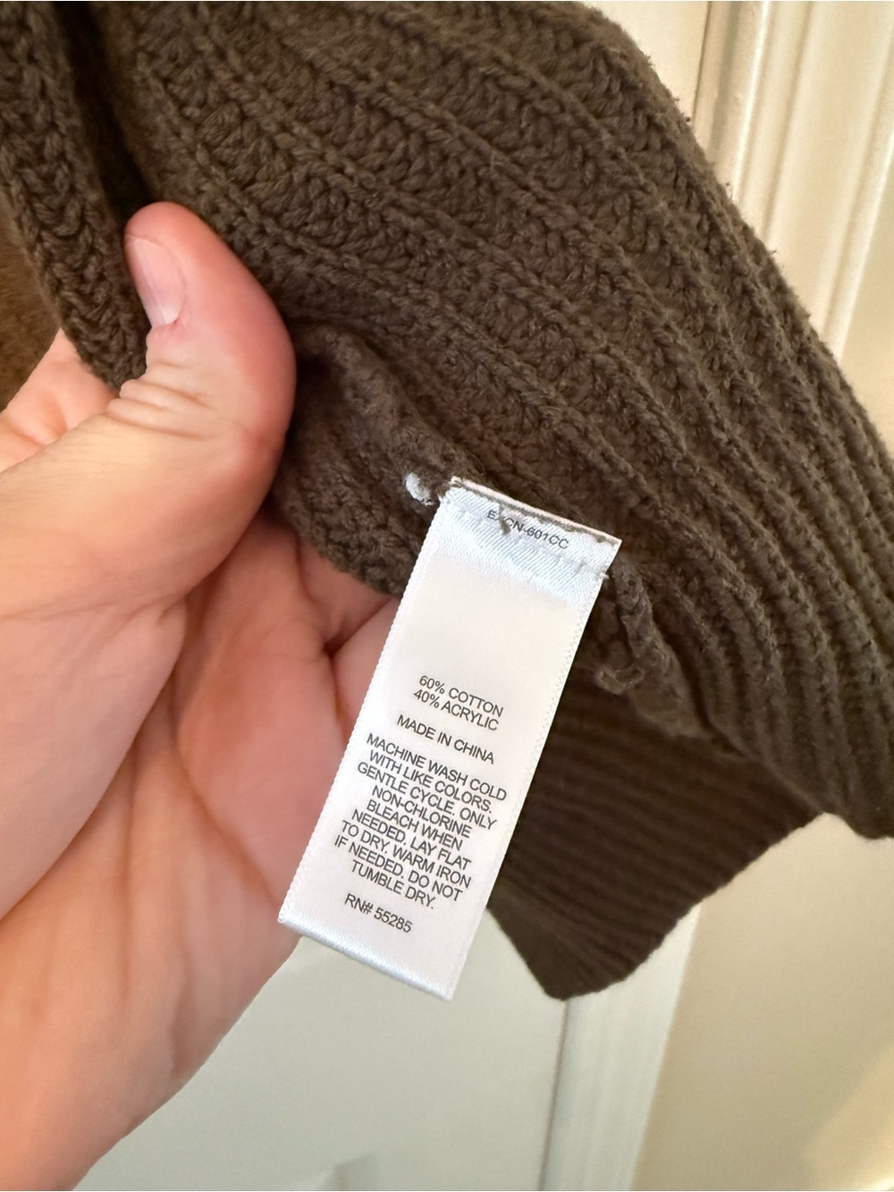 Express Open-Front Brown Ribbed Cardigan with Pockets - Picture 3 of 6